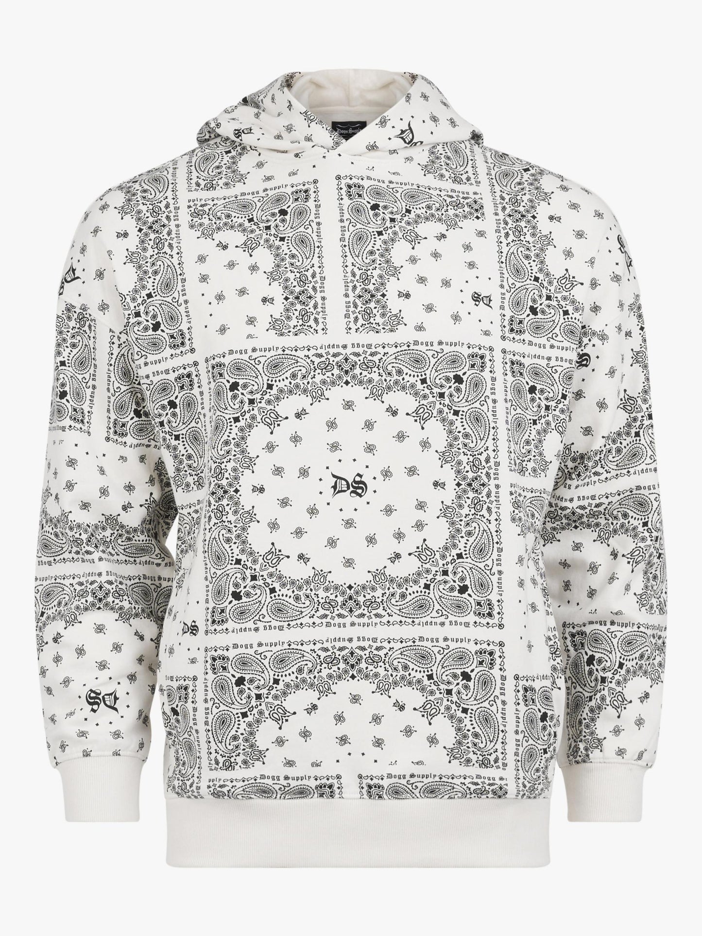 Dogg Supply by Snoop Dogg All Gender Bandana Print Popover Hoodie Sweatshirt (White)
