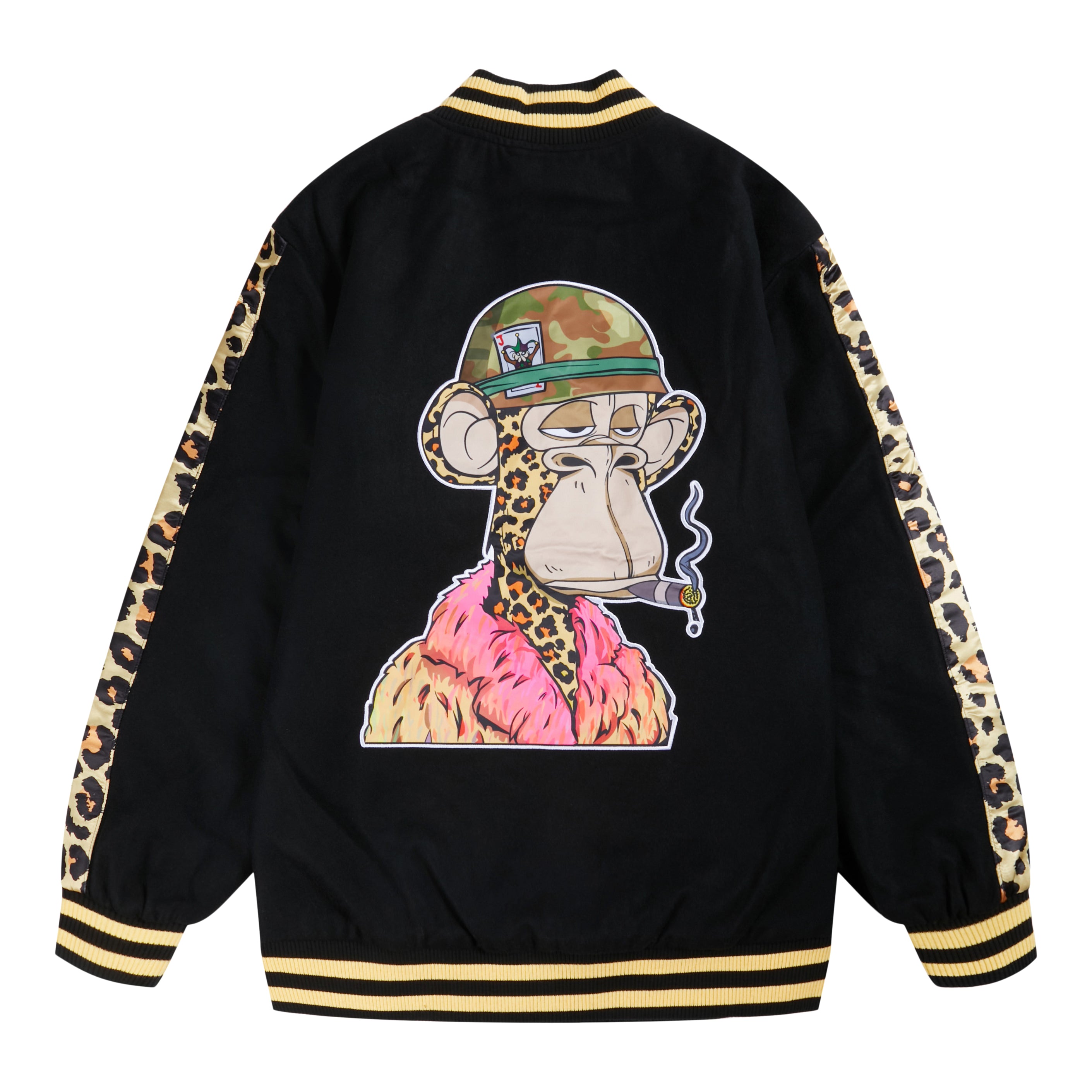 Dr. Bombay Embroidered Leopard Varsity Jacket