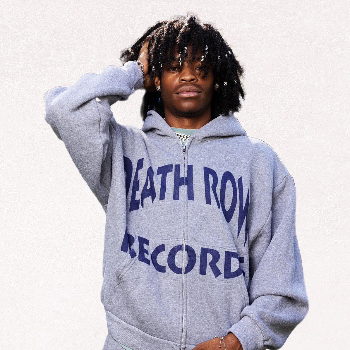 Death Row Grey Zip Hoodie