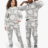 Dogg Supply by Snoop Dogg All Gender Bandana Print Popover Hoodie Sweatshirt (White)