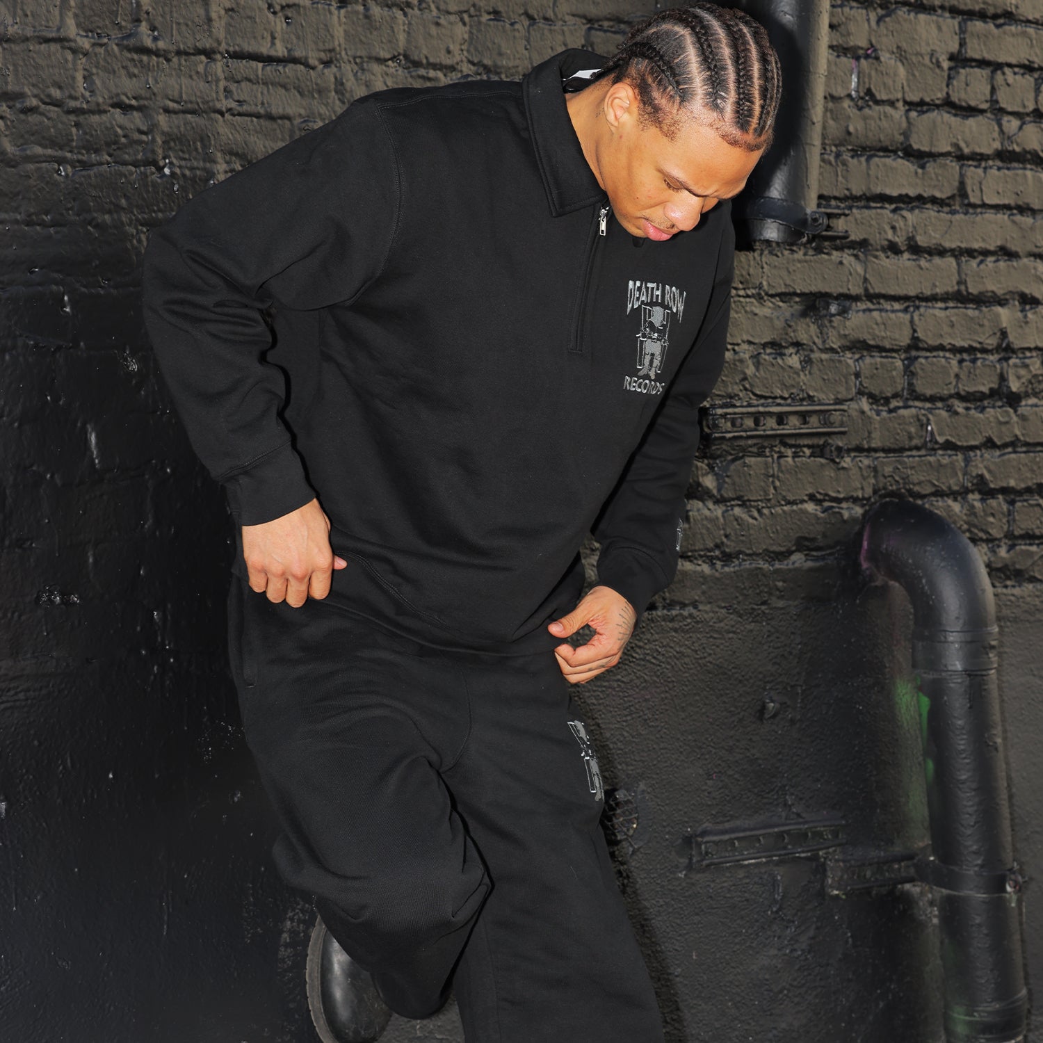 Snoop Dogg フルジップパーカー＆スウェットパンツセット XL黒 スウェット パーカー セットアップ レディース 韓国 ファッション 袖
