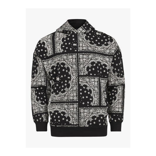 Dogg Supply by Snoop Dogg All Gender Bandana Print Popover Hoodie Sweatshirt (Black)