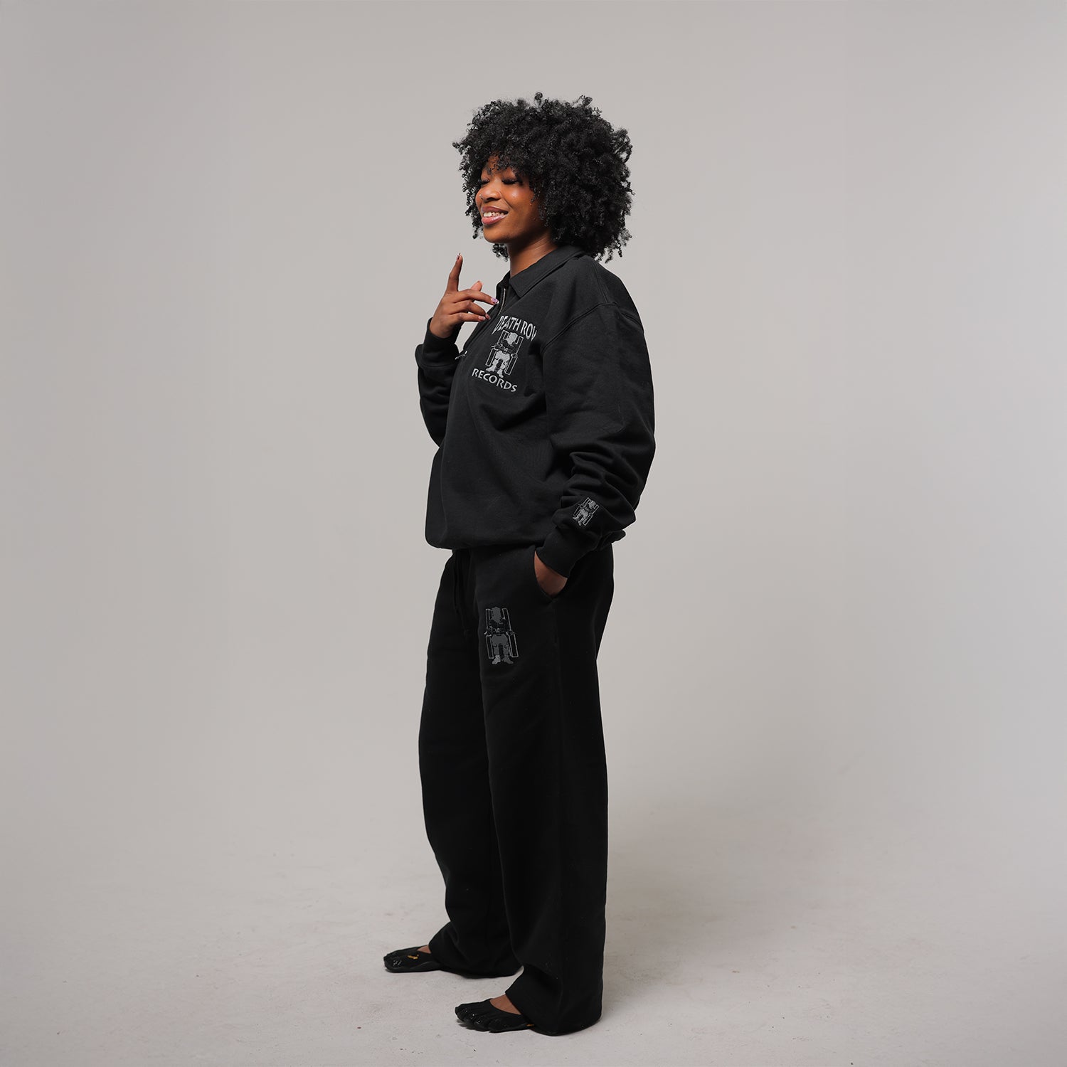 Death Row Embroidered Logo Black Wide Leg Sweatpants