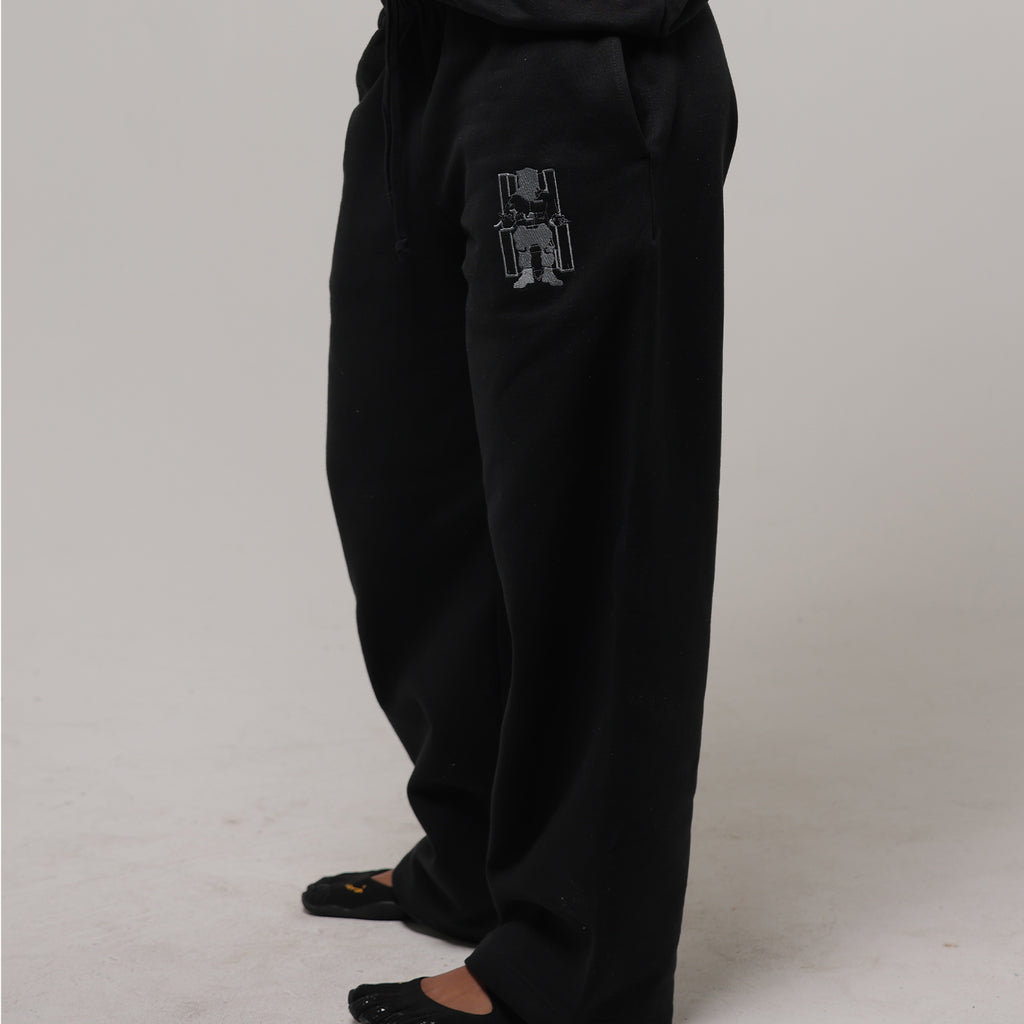 Death Row Embroidered Logo Black Wide Leg Sweatpants