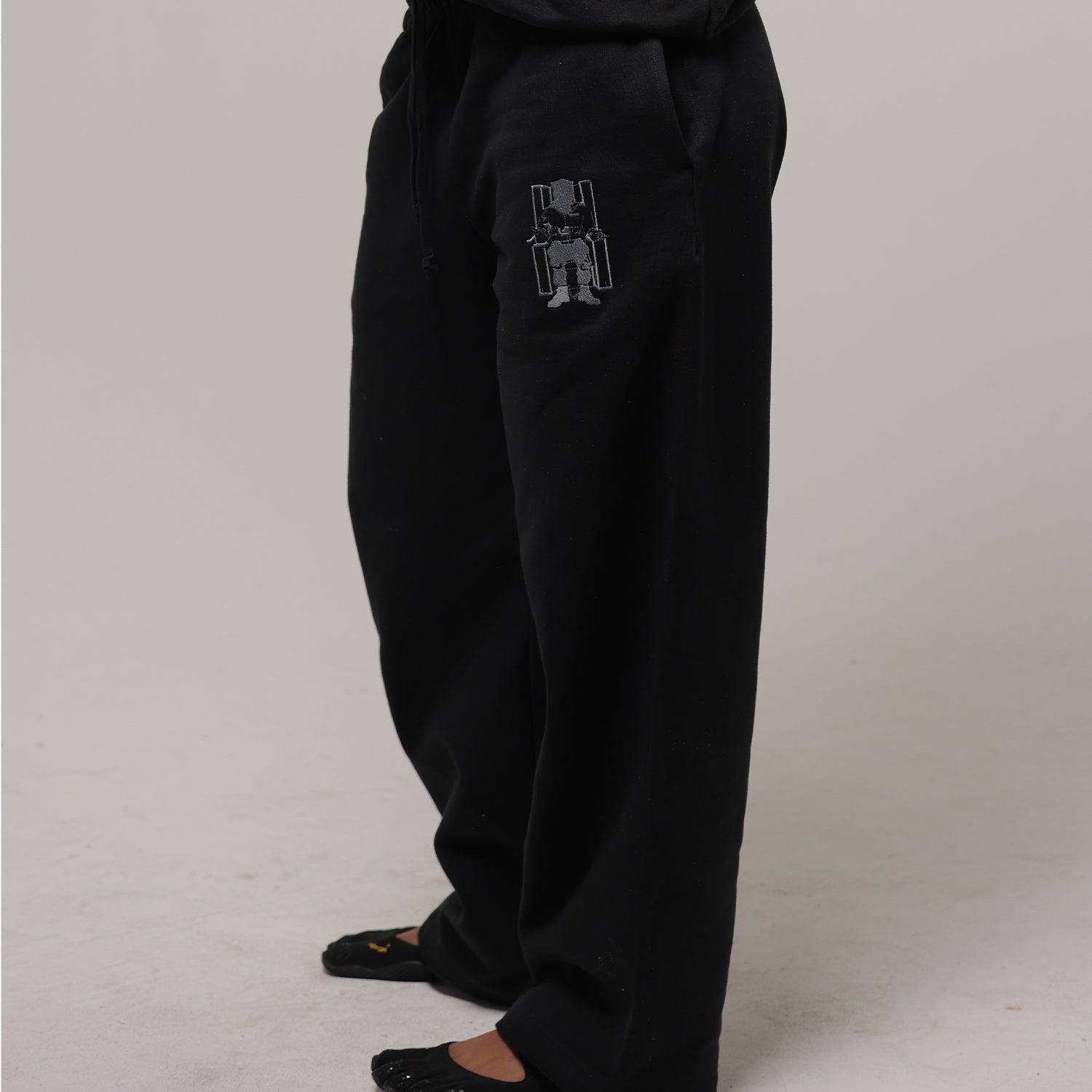 Death Row Embroidered Logo Black Wide Leg Sweatpants