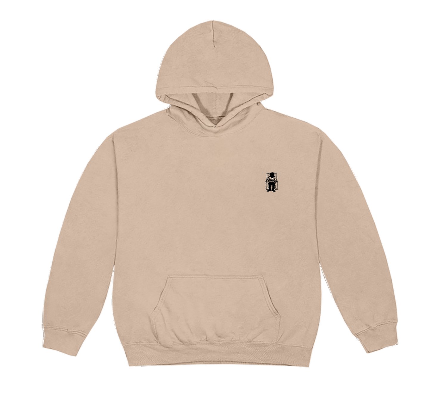 Long Hair Death Row Embroidered Logo Cream Pullover Hoodie (With Hole)