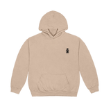 Long Hair Death Row Embroidered Logo Cream Pullover Hoodie (With Hole)