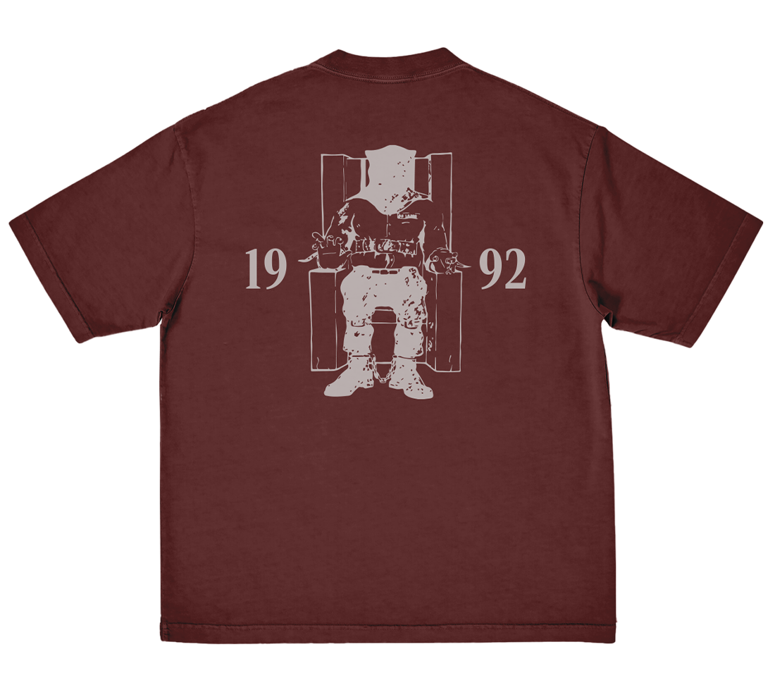 Death Row Burgundy Text Logo Tee