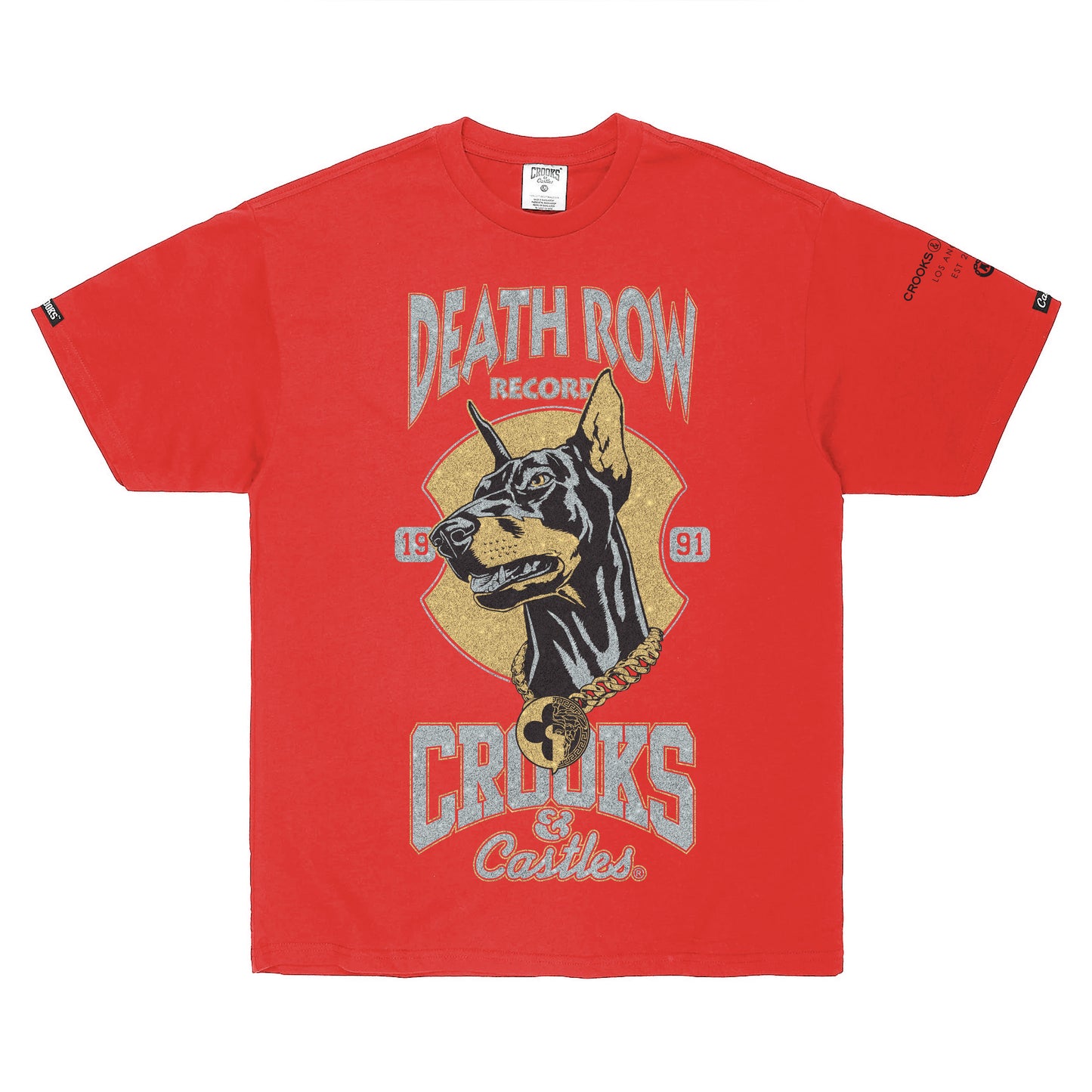 Death Row x Crooks Dog Tee in Red